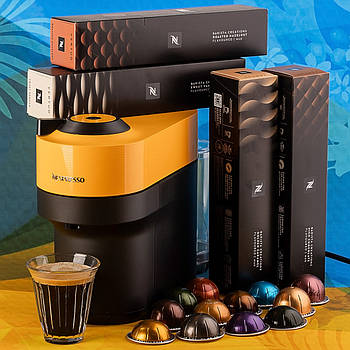 Набір Pop Summer (капсульна кавомашина Nespresso Vertuo Pop Yellow жовтий, манго і 52 капсули)