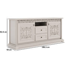 Комод під телевізор Лаціо 188.5 см сатин з дверцятами та шухлядами у класичному стилі