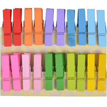 Прищіпки декоративні дерев'яні кольорові для фото або декору 80 шт 3,5*0,6 см