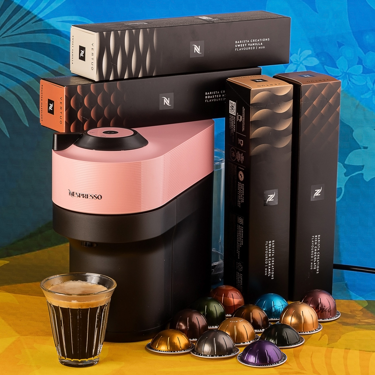 Набір Pop Summer (капсульна кавомашина Nespresso Vertuo Pop Frosting Pink рожевий і 52 капсули)