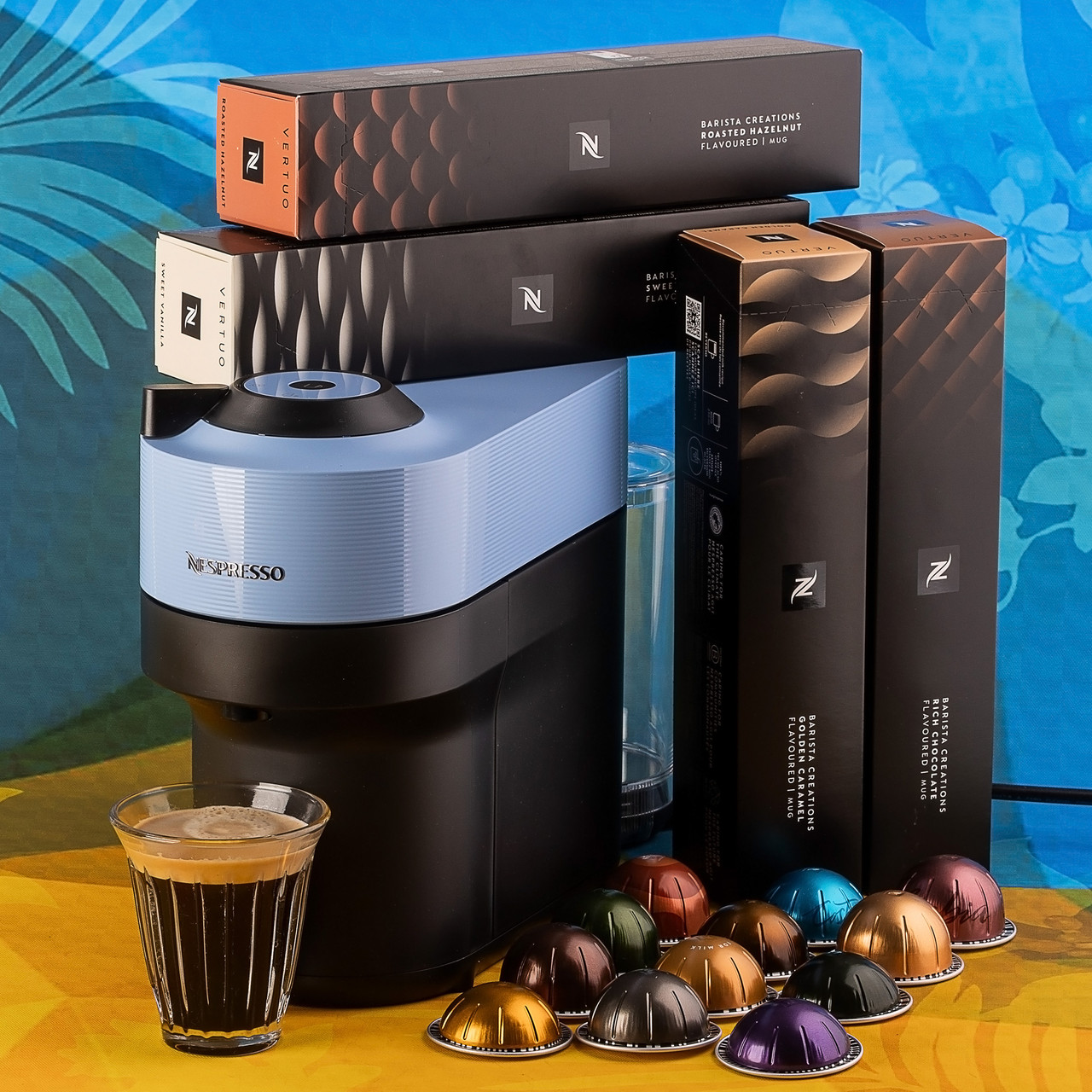 Набір Pop Summer (капсульна кавомашина Nespresso Vertuo Pop PACIFIC BLUE тихоокеанський синій і 52 капсули)