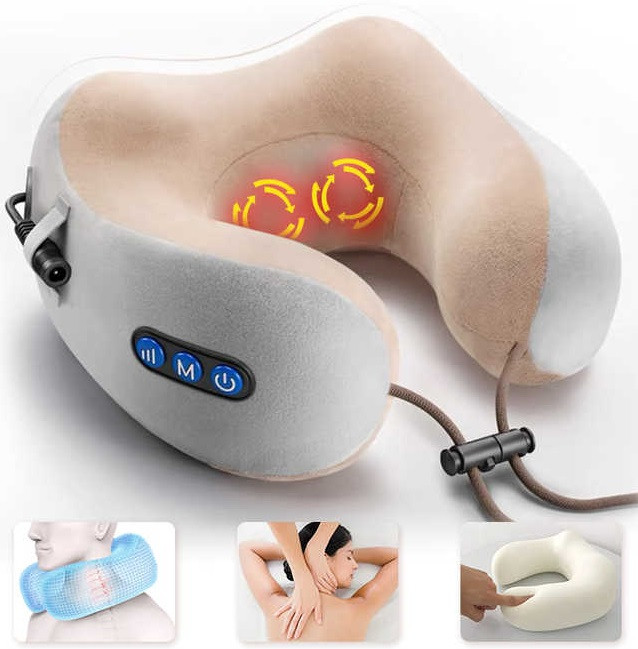 Масажна подушка для шиї з акумулятором U-shaped Massage Pillow