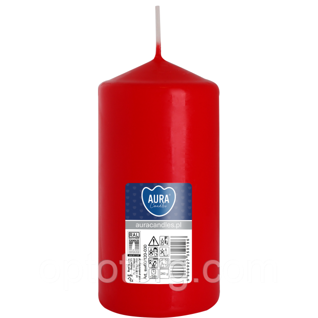 Свічка стовпчик червоний Bispol 60/120 мм 38 годин, фото 1
