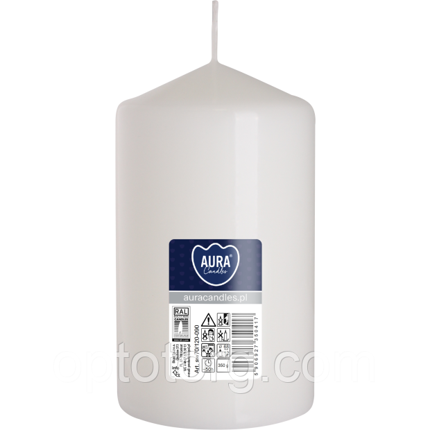 Свічка стовпчик білий Bispol 70/120 мм 50 годин, фото 1