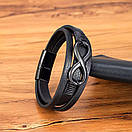 Браслет чоловічий шкіряний чорний IMMORT розмір 17-19 см (довжина 21 см), фото 2