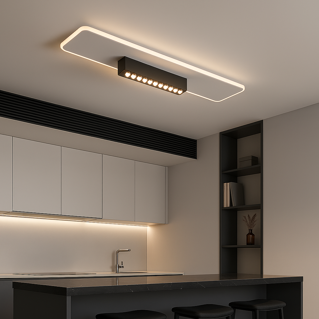 Прямокутна Led люстра 60W з пультом до 15 м² чорно-білий (SY-16052/2 WH+BK)