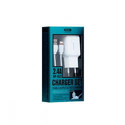 СЗУ Remax RP-U22m 2.4A 2USB + кабель microUSB white