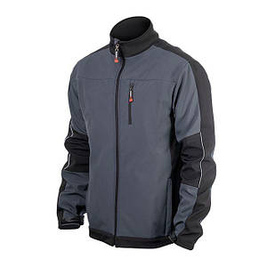 Куртка SOFTSHELL темно-сіро-чорна, тришарова, тканина стрейч 300 GSM 100D з водо-, вітрозахистом, розмір L