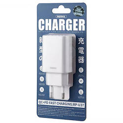 СЗУ Remax RP-U37 Jane Series 1USB QC 3A +1Type-C PD 18W white