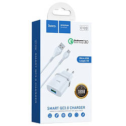 СЗУ HOCO C12Q Smart QC3.0 3A 18W 1USB + кабель Micro white