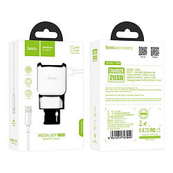 СЗУ HOCO C59A Mega joy кабель Lightning + 2USB 2.4A white