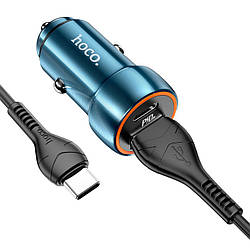 АЗУ HOCO Z46A Blue whale 1USB 3A 18W QC3.0  + PD 1Type-C 20W blue + кабель USB to Type-C