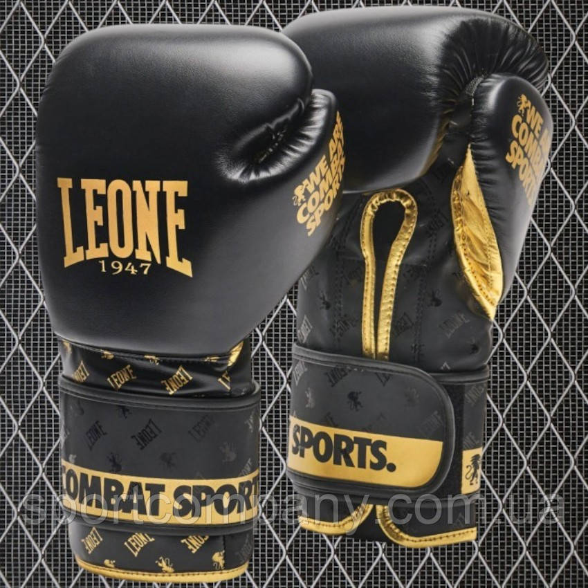 Рукавички для боксу та єдиноборств Leone DNA Black 12 унцій фірмові оригінальні спортивні чорні
