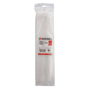 Хомут пластиковий 4,8*400 мм, білий, 100 од. INTERTOOL TC-4840