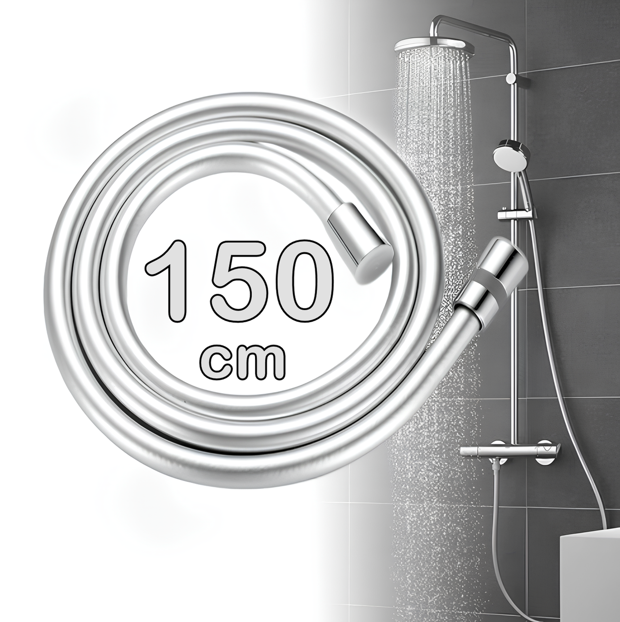Гнучкий шланг для душу Flexible Silverflex Anti-Twist 360° PVC 150 см, фото 1