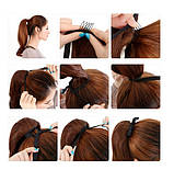 Хвіст шиньйон на стрічках прямий довгий чорно - коричневий 85 см, фото 6