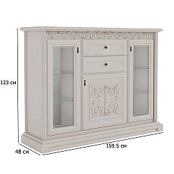 Комод-бар у вітальню Лаціо 159.5 см сатин з дверцятами та ящиками та підсвічуванням у класичному стилі