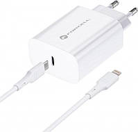 FORCELL F-ENERGY TFK-TC-20WPD Charger network Typ C + Cable Typ C do Lightning PD QC4.0 3A 20W White, фото 3