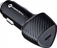 FORCELL F-ENERGY Carbon CC50-1C Charger car Typ C + Cable Typ C do Lightning PD 3A 20W Black, фото 4