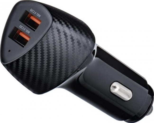 FORCELL F-ENERGY Carbon CC50-2A Charger car 2 x USB A QC3.0 3A 36W Black