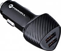FORCELL F-ENERGY Carbon CC50-2A Charger car 2 x USB A QC3.0 3A 36W Black, фото 3