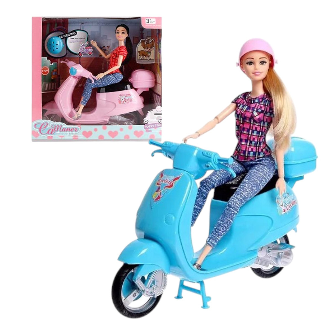 Лялька на скутері (2 різновиди, транспорт, аксесуари, у коробці) KQ119, фото 1