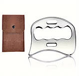 Масажер Гуаша Нержавіюча сталь 9.8х8 см Металевий скребок для масажу Гуаша масажер для обличчя, фото 4