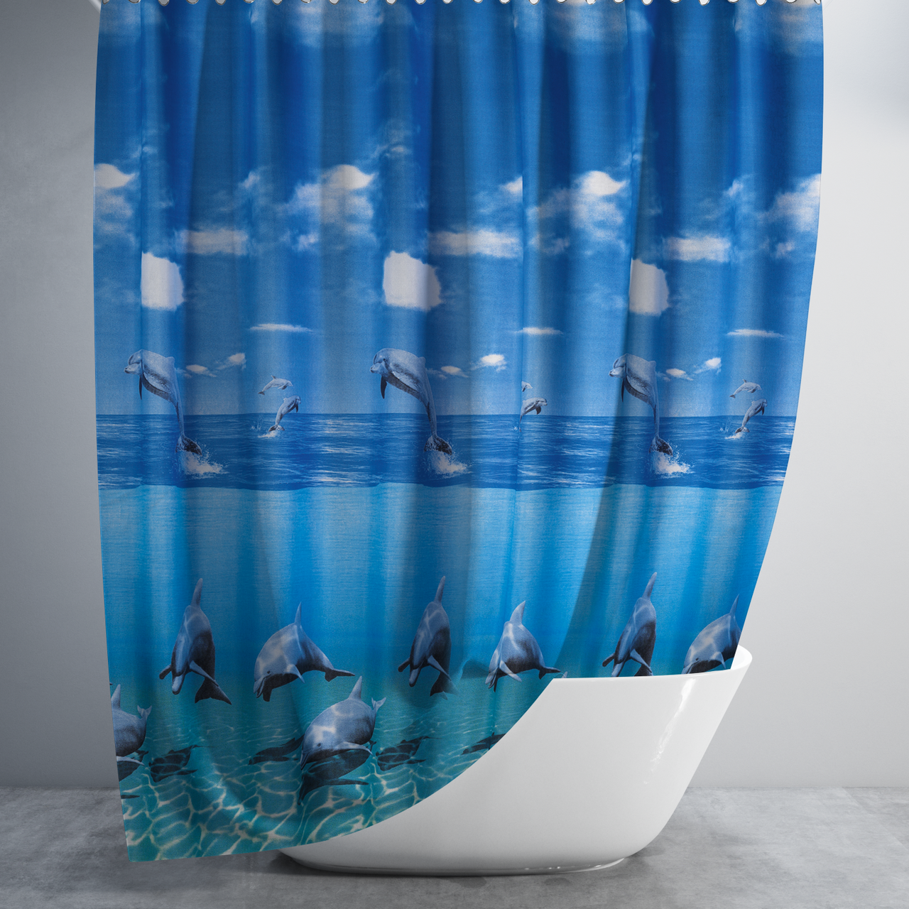 Штора для ванної широка 240x200 см Dolphin Family Tropik