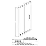 Душові двері в нішу 130х195 см Dusel FA517B Black Matt розсувні, чорний профіль прозоре скло 6 мм, фото 3