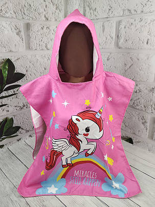 Пляжне дитяче пончо Єдиноріжка 60х120см, фото 1