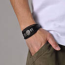 Чоловічий браслет шкіряний чорний VEGVIS розмір 17-19 см (довжина 21 см), фото 5