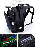 Шкільний рюкзак для хлопчика 1 2 3 клас, чорний ортопедичний портфель з м'ячем + брелок, фото 4