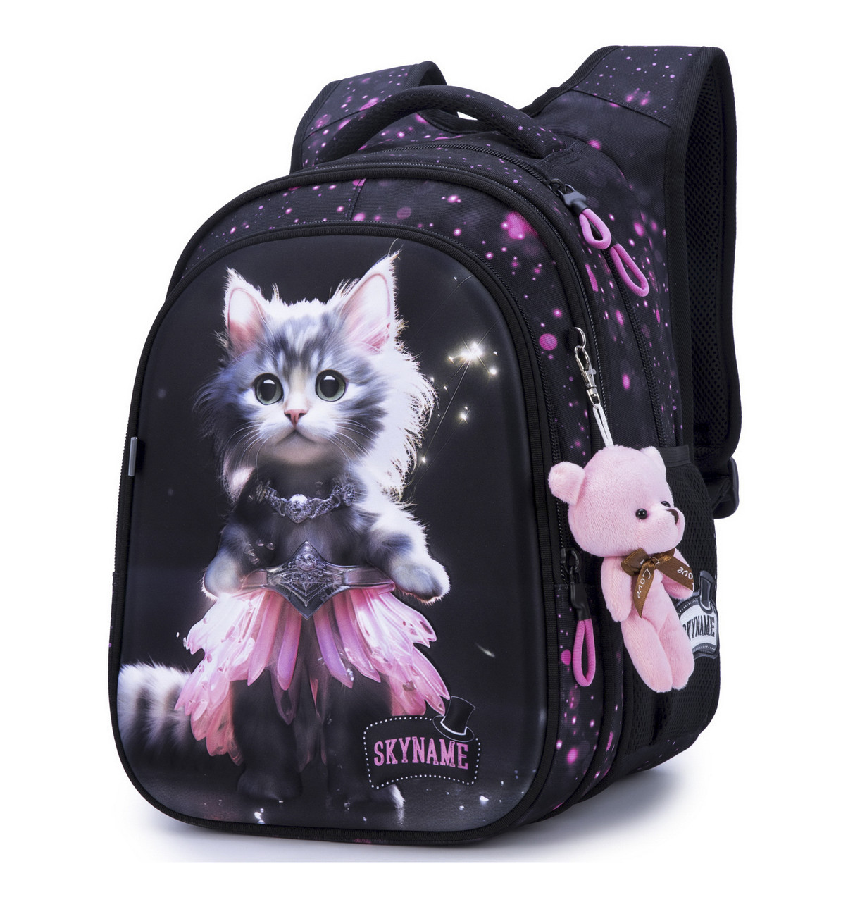 Шкільний рюкзак з ортопедичною спинкою для дівчинки 1 2 3 клас, портфель з брелком, фото 1