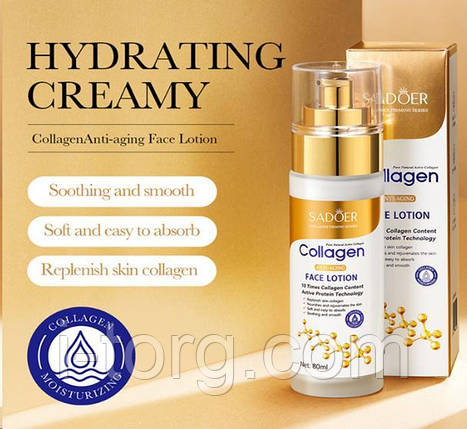 Омолоджуючий лосьйон для обличчя з колагеном Sadoer, 80мл, фото 1