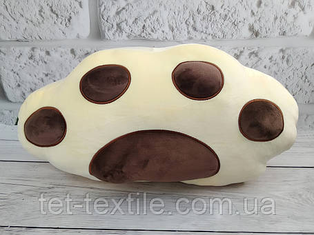 М'яка іграшка подушка з пледом усередині Лапка ніжно жовта 55х30 см, фото 1