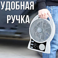 Вентилятор 8" на 2 швидкості з сонячною панеллю, 2 LED лампами та Bluetooth колонкою N288, фото 4