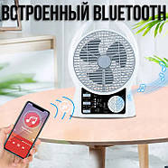Вентилятор 8" на 2 швидкості з сонячною панеллю, 2 LED лампами та Bluetooth колонкою N288, фото 5