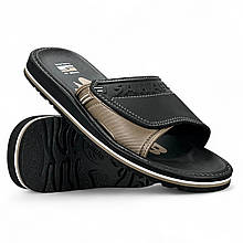 Шльопанці чоловічі Sahab (Таїланд) чорні літні пляжні сланці з липучкою SH25-010Mblack