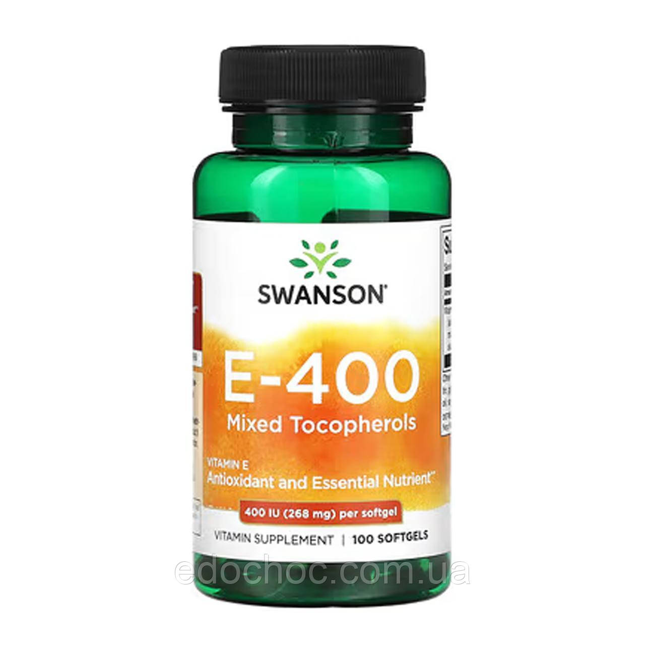 Вітамін E зі змішаними токоферолами (Vitamin E-400) 400 МО 100 капсул SWV-01151, фото 1