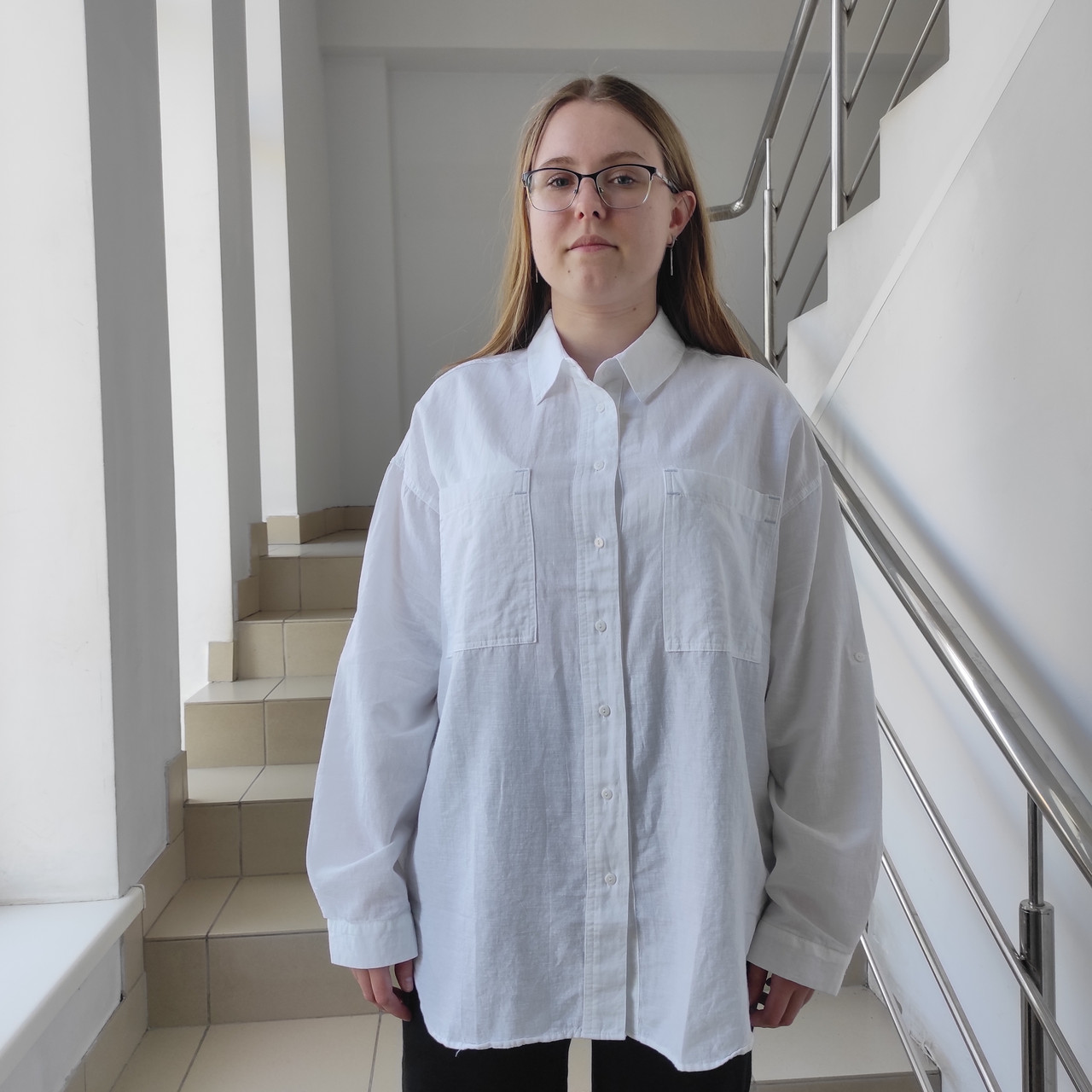 Сорочка Patiskha жіноча велика бавовна довгий рукав 48/50 біла, фото 1