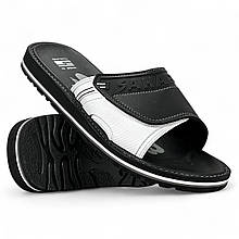 Шльопанці чоловічі Sahab (Таїланд) чорні літні пляжні сланці з липучкою SH25-010Mblack/white