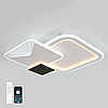 Керована світлодіодна LED люстра Esllse COMETA 105W 3S APP "три квадрата" з пультом і додатком 500×500×60мм WHITE/BLACK, фото 3