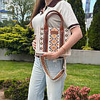 Подарункова жіноча сумка етно вишивка з ручками широким гарним ремінцем на плече щільний текстиль, фото 3