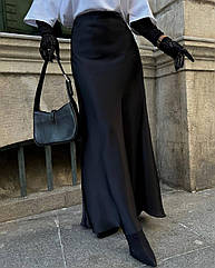 Жіноча стильна атласна спідниця- міді на гумці Розміри 42- 52