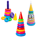 Дитяча пірамідка "BAMSIC" 018 різнокольорові кільця, 33 см, фото 3
