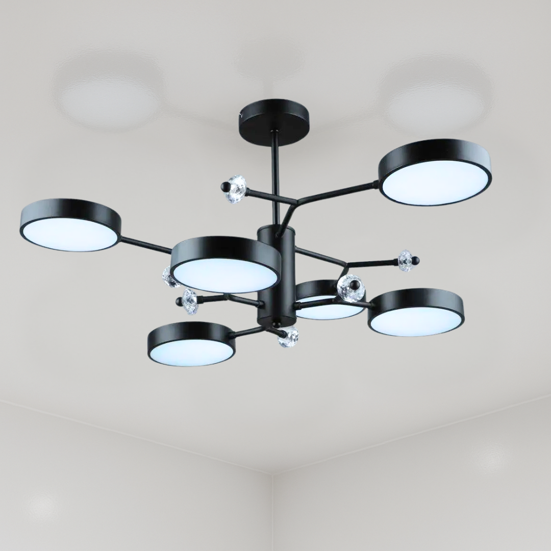 Люстра Лед сучасна Sirius 60W до 16 м² колір Чорний N5502/6 на 6 плафонов, фото 1