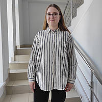 Сорочка Patiskha жіноча бавовна смужка довгий рукав 42 молочна