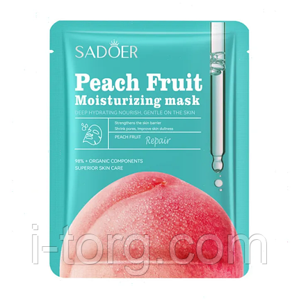 Тканинна маска для обличчя з екстрактом персика Sadoer,25г., фото 1