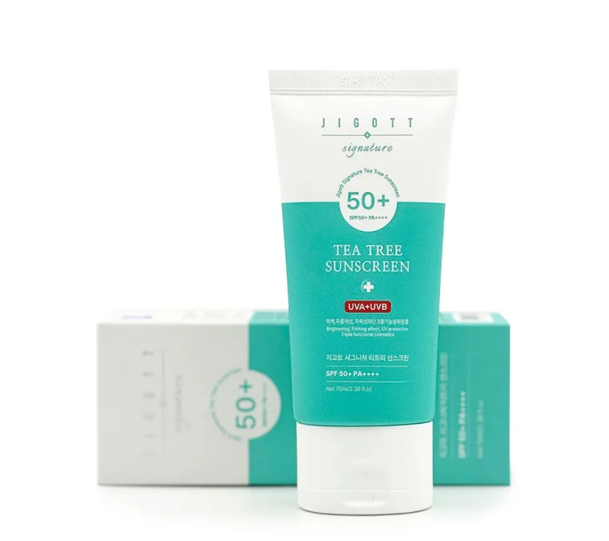 Сонцезахисний крем з екстрактом чайного дерева Jigott Signature Tea Tree Sunscreen 70ml, фото 1