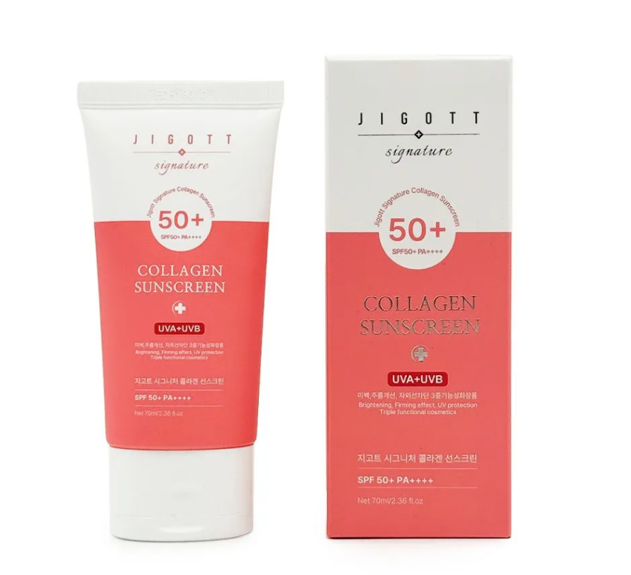 Сонцезахисний крем з колагеном Jigott Signature Collagen Sunscreen SPF 50+ PA++++ 70ml, фото 1